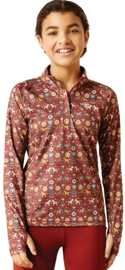 Ariat® Kids’ Lowell Quarter-Zip Print Base Layer 2.0
