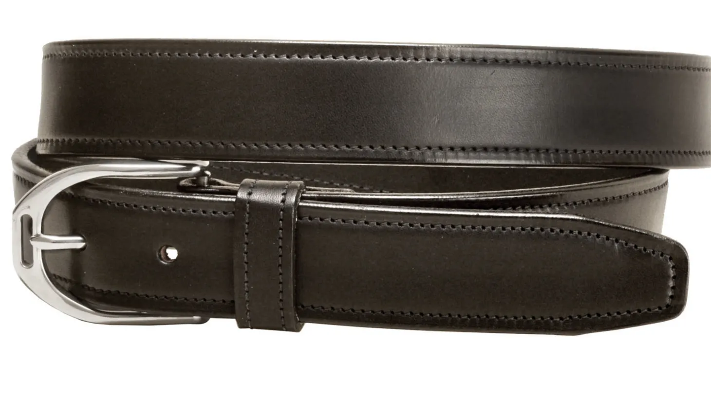 Tory Leather 1 1/4" Stainless Steel Stirrup Buckle Belt