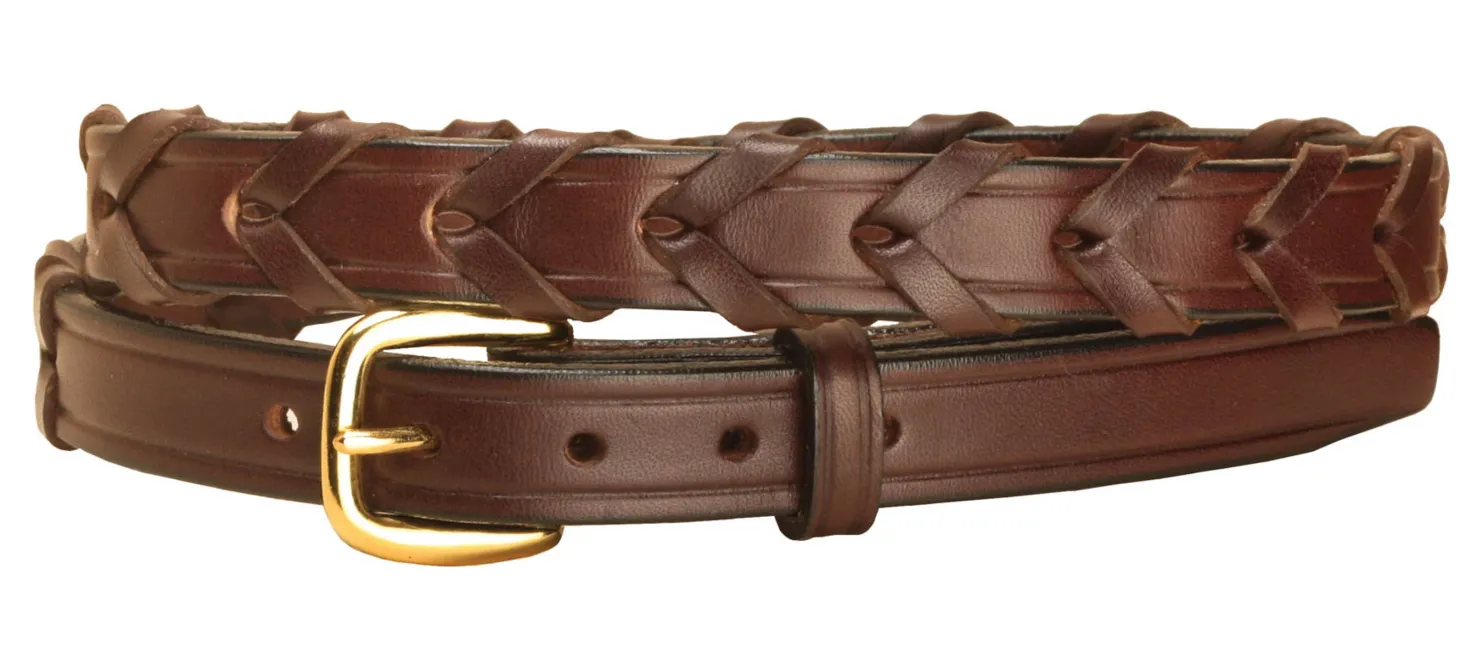Tory Leather ¾" Laced Belt with Brass Buckle