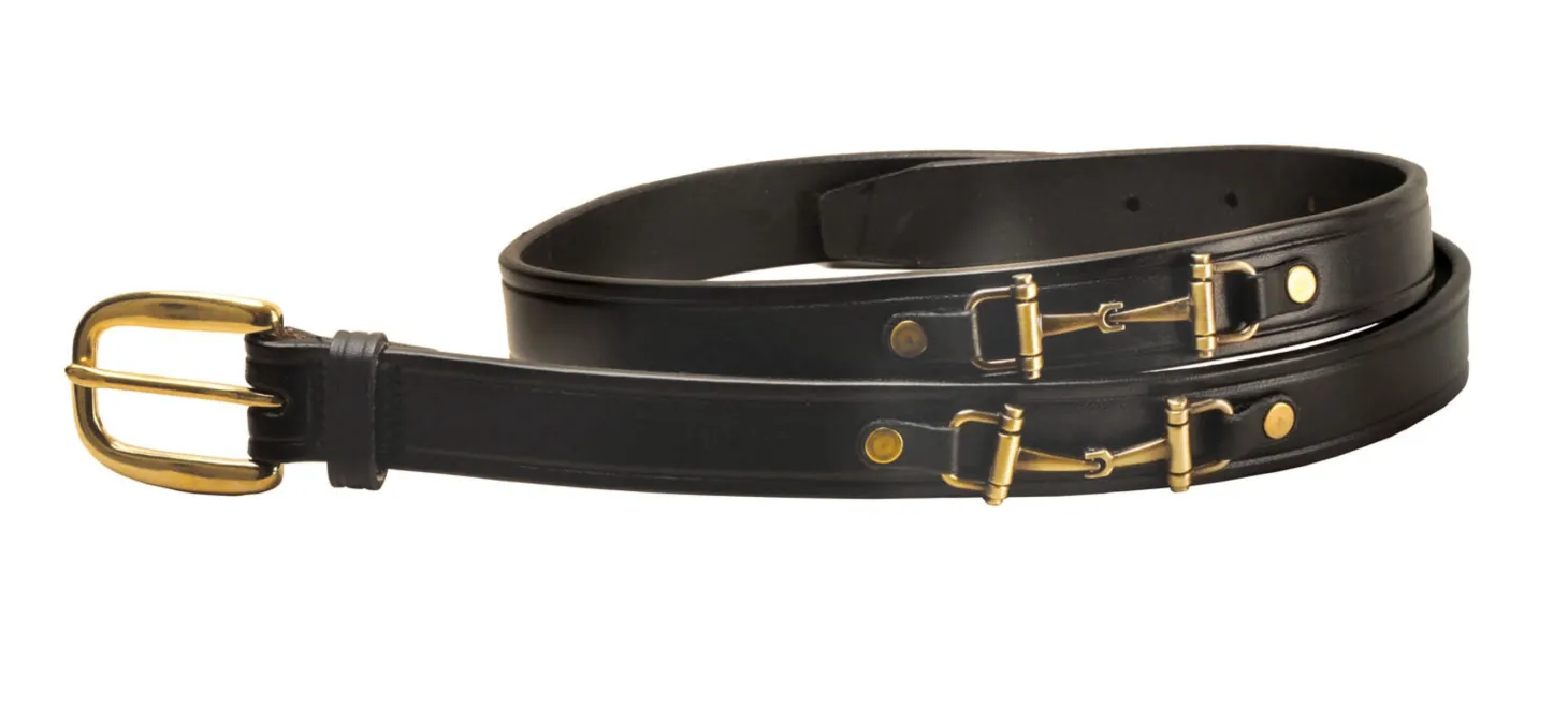 Tory Leather 1" Snaffle Bit Belt with Brass Snaffle Bits & Buckle